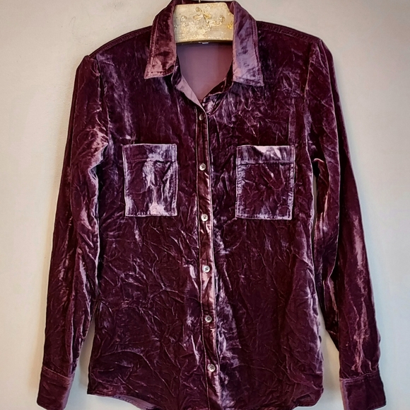 Splendid Moonstone Long Sleeve Velvet Button Front Shirt Top Size XS - Picture 4 of 9